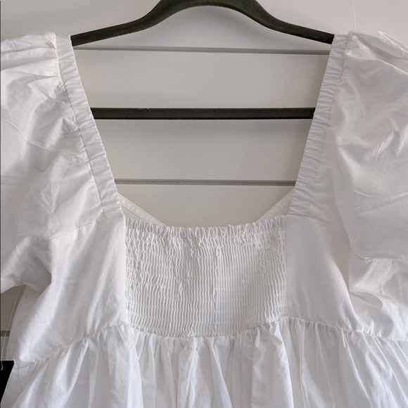 Adrianna Papell White Mini Eyelet Dress with Puff Sleeves NEW - Picture 6 of 7